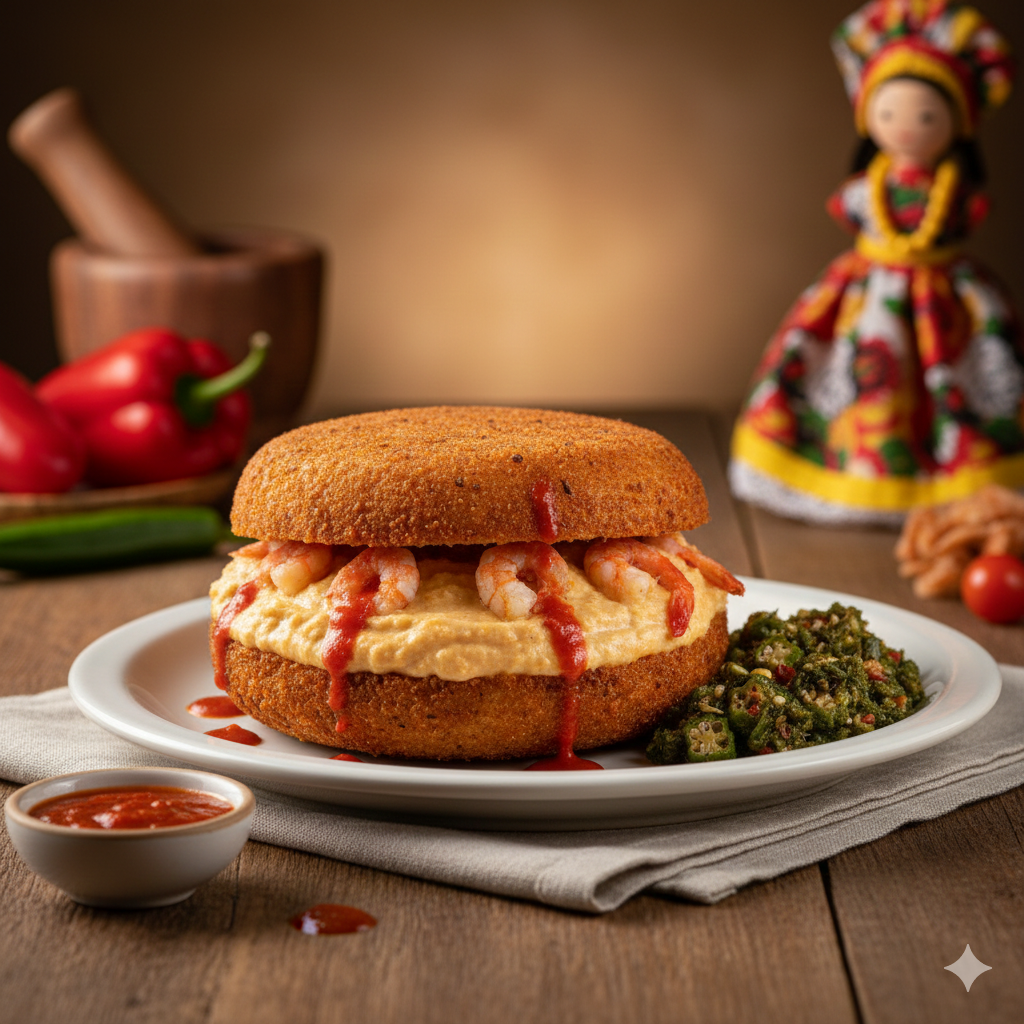 Acarajé com Vatapá e Caruru